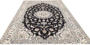 Tappeto Nain Kashmar Medaglione Floreale Marrone Scuro Avorio 203x288 Cm