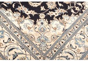 Tappeto Nain Kashmar Medaglione Floreale Blu Scuro Avorio 183x305 Cm