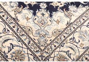 Tappeto Nain Kashmar Medaglione Floreale Blu Notte Avorio 198x292 Cm