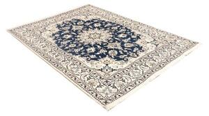 Tappeto Nain Kashmar Medaglione Floreale Blu Avorio 153x207 Cm