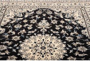 Tappeto Nain Kashmar Medaglione Floreale Blu Notte Avorio 165x245 Cm