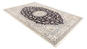 Tappeto Nain Kashmar Medaglione Floreale Marrone Scuro Avorio 203x288 Cm