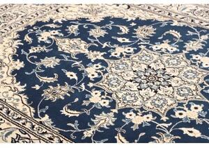 Tappeto Nain Kashmar Medaglione Floreale Blu Avorio 168x240 Cm