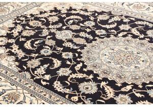Tappeto Nain Kashmar Medaglione Floreale Blu Scuro Avorio 183x305 Cm