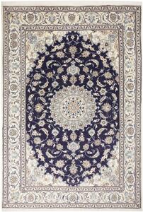 Tappeto Nain Kashmar Medaglione Floreale Blu Notte Avorio 198x292 Cm