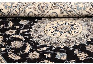 Tappeto Nain Kashmar Medaglione Floreale Marrone Scuro Avorio 203x288 Cm