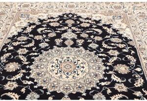 Tappeto Nain Kashmar Medaglione Floreale Blu Scuro Avorio 196x289 Cm