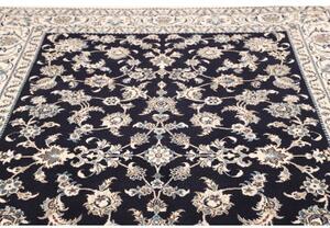 Tappeto Nain Kashmar Floreale Blu Scuro Bianco Avorio 188x282 Cm