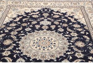 Tappeto Nain Kashmar Medaglione Floreale Blu Notte Avorio 198x292 Cm