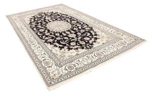 Tappeto Nain Kashmar Medaglione Floreale Blu Scuro Avorio 183x305 Cm