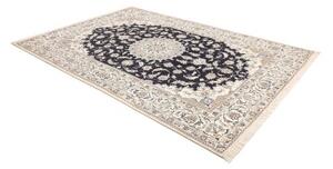 Tappeto Nain Kashmar Medaglione Floreale Blu Scuro Avorio 196x289 Cm