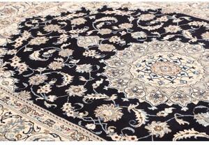Tappeto Nain Kashmar Medaglione Floreale Blu Scuro Avorio 196x289 Cm