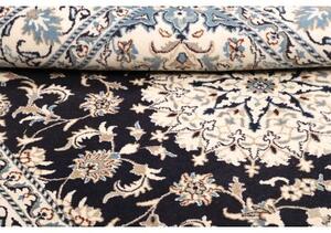 Tappeto Nain Kashmar Medaglione Floreale Blu Scuro Bianco Avorio 172x234 Cm