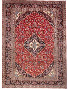 Tappeto Ardakan Medaglione Floreale Rosso Blu Scuro 257x348 Cm