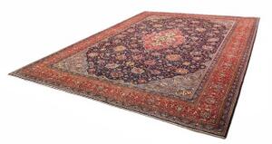 Tappeto Sarough Medaglione Floreale Blu Scuro Rosso Mattone 300x390 Cm