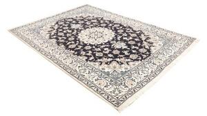 Tappeto Nain Kashmar Medaglione Floreale Blu Scuro Bianco Avorio 172x234 Cm