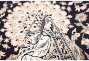 Tappeto Nain Kashmar Medaglione Floreale Blu Scuro Bianco Avorio 172x234 Cm