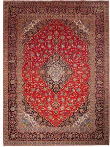 Tappeto Ardakan Medaglione Floreale Rosso Blu Scuro 303x414 Cm