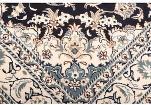 Tappeto Nain Kashmar Medaglione Floreale Blu Scuro Bianco Avorio 172x234 Cm
