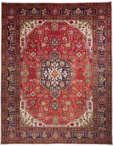 Tappeto Tabriz Stilizzato Rosso Blu Scuro 304x399 Cm