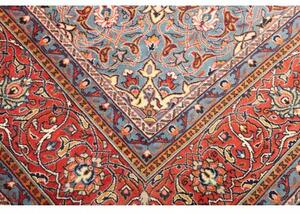 Tappeto Sarough Medaglione Floreale Blu Scuro Rosso Mattone 300x390 Cm