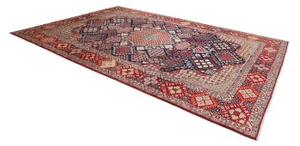 Tappeto Nadjafabad Stilizzato Blu Scuro Rosso 275x410 Cm