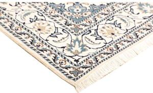 Tappeto Nain Kashmar Medaglione Floreale Blu Scuro Bianco Avorio 172x234 Cm