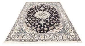 Tappeto Nain Kashmar Medaglione Floreale Blu Scuro Bianco Avorio 172x234 Cm