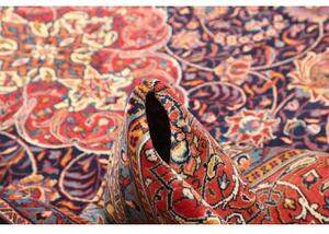 Tappeto Sarough Medaglione Floreale Blu Scuro Rosso Mattone 300x390 Cm