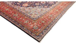 Tappeto Sarough Medaglione Floreale Blu Scuro Rosso Mattone 300x390 Cm