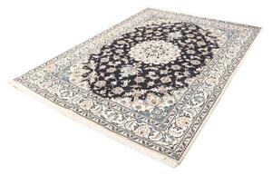 Tappeto Nain Kashmar Medaglione Floreale Blu Scuro Bianco Avorio 172x234 Cm