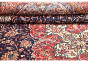 Tappeto Sarough Medaglione Floreale Blu Scuro Rosso Mattone 300x390 Cm