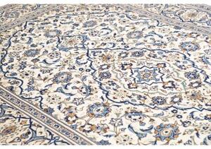 Tappeto Kashan Medaglione Floreale Avorio Blu Cobalto 200x300 Cm