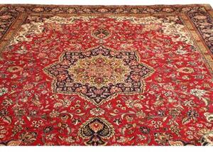 Tappeto Tabriz Medaglione Floreale Rosso Blu Scuro 298x410 Cm