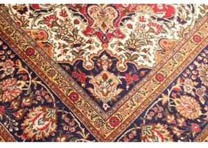 Tappeto Tabriz Medaglione Floreale Rosso Blu Scuro 298x410 Cm