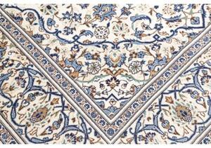 Tappeto Kashan Medaglione Floreale Avorio Blu Cobalto 200x300 Cm