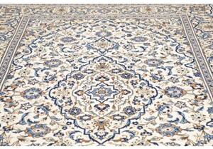Tappeto Kashan Medaglione Floreale Avorio Blu Cobalto 200x300 Cm
