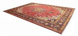 Tappeto Tabriz Medaglione Floreale Rosso Blu Scuro 298x410 Cm
