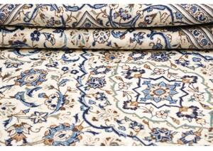 Tappeto Kashan Medaglione Floreale Avorio Blu Cobalto 200x300 Cm