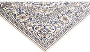 Tappeto Kashan Medaglione Floreale Avorio Blu Cobalto 200x300 Cm