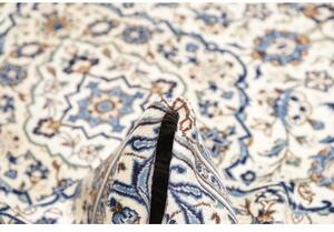 Tappeto Kashan Medaglione Floreale Avorio Blu Cobalto 200x300 Cm