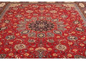 Tappeto Sarough Medaglione Floreale Rosso Blu Scuro 298x390 Cm