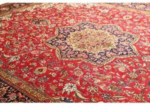 Tappeto Tabriz Medaglione Floreale Rosso Blu Scuro 298x410 Cm