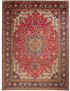Tappeto Tabriz Medaglione Floreale Rosso Blu Scuro 298x410 Cm