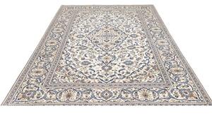Tappeto Kashan Medaglione Floreale Avorio Blu Cobalto 200x300 Cm