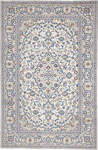 Tappeto Kashan Medaglione Floreale Avorio Blu Cobalto 200x300 Cm
