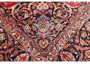 Tappeto Mashad Medaglione Floreale Rosso Blu Scuro 292x405 Cm