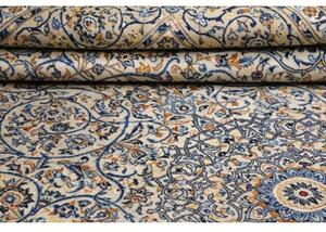 Tappeto Kashan Medaglione Floreale Avorio Blu 250x392 Cm
