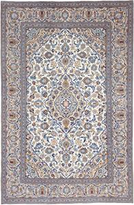 Tappeto Kashan Medaglione Floreale Avorio Blu 195x300 Cm