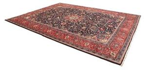 Tappeto Mahal Medaglione Floreale Blu Notte Rosso Mattone 270x365 Cm